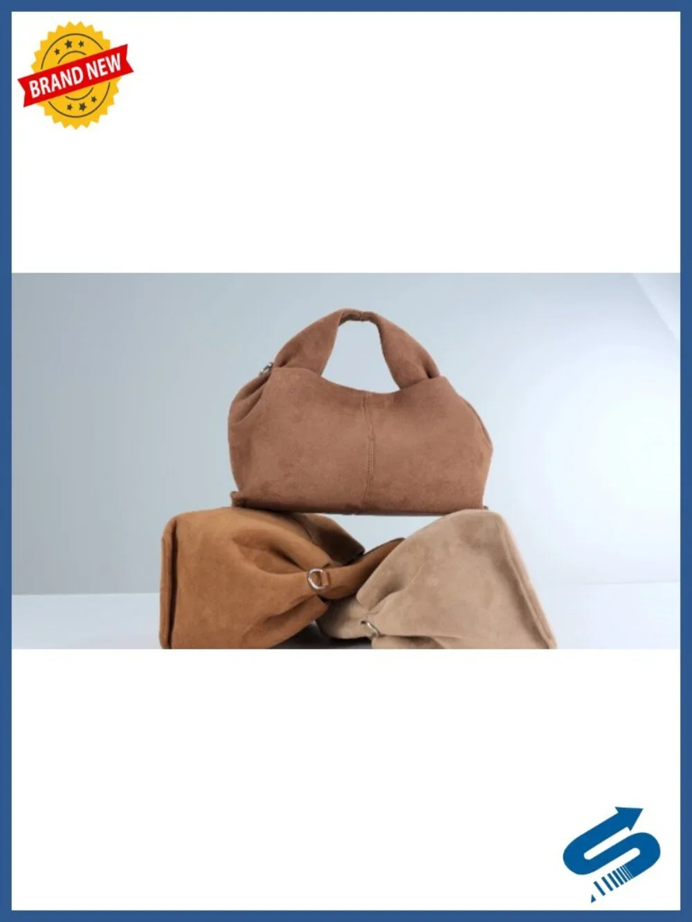 Vintage Half-Moon Suede Hobo Bag, Faux Suede Shoulder Handbag Soft Tote